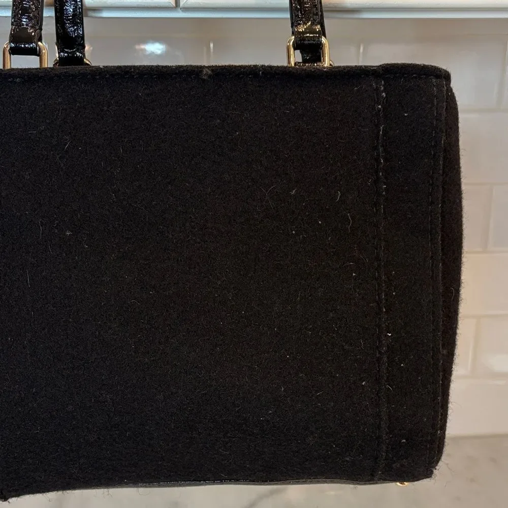Kate Spade Purse Handbag Quinn Beantown Wool Button Satchel Pocketbook
